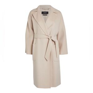 WEEKEND MAX MARA Selz MIDI Double Faced Wool Coat in Beige sz.42 Unlined
